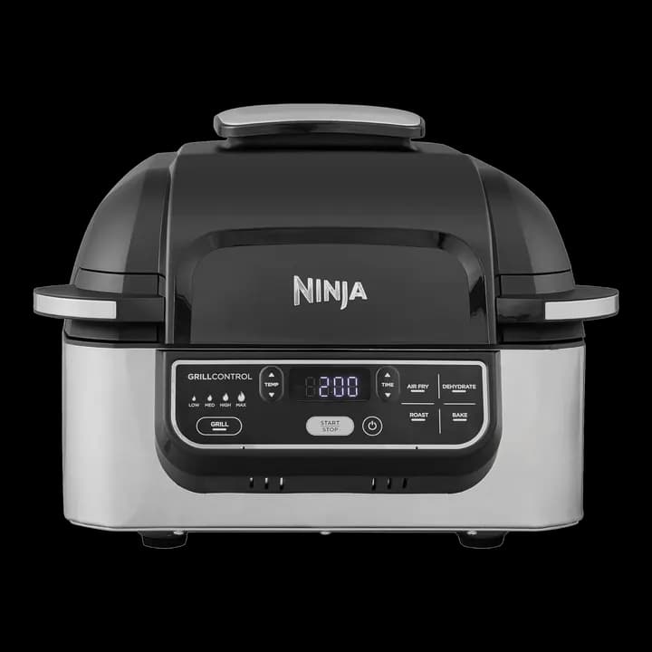 Ninja Foodi Grill & Airfryer, 5,7L HeiĂźluftfritteuse, Air Fryer, spĂĽlmaschinenfeste Teile, 5-in-1, Schwarz/Silber AG301EU