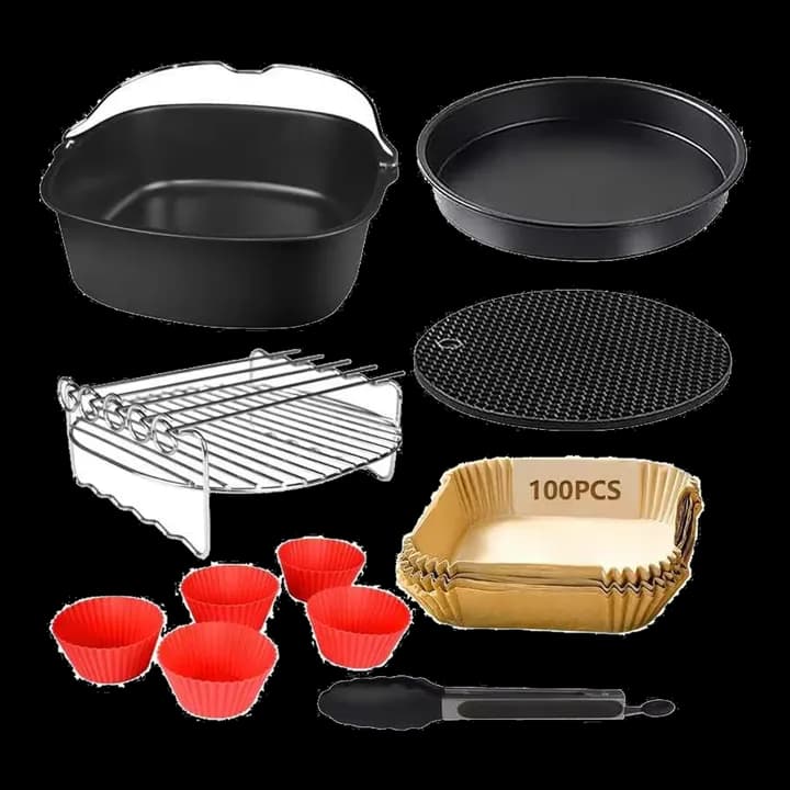 Heißluftfritteuse Zubehör 11-teiliges Set für COSORI Turbo Tower Pro 10,8L, BPA-frei Quadrat Airfryer Zubehör XXL für Philips Airfryer 7,2L, 8,3L, COSORI 5,5L 6L, 6,4L Luftfritteuse