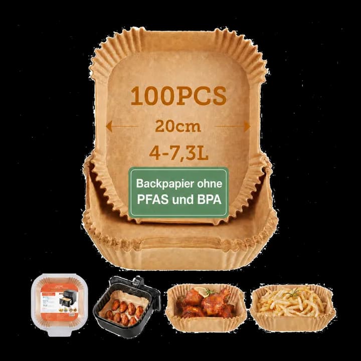 Cosori Airfryer Backpapier ohne PFAS und BPA, 100 Stück, 4-7,6L