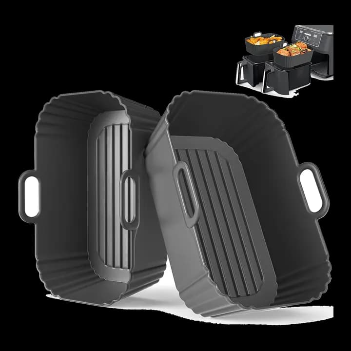 Marsgarlan Airfryer Silikonform 2 Stück für Ninja Dual Zone AF400EU/EUCP AF200EU, COSORI, Russell Hobbs, Silikoneinsatz für Heißluftfritteuse 7.6L 8L 8.5L 9L 9.5L, Wiederverwendbares Silikon Zubehör