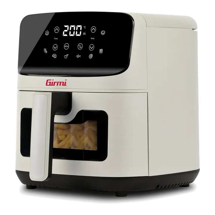 Girmi FG27 "Ecofrit Lite" HeiĂźluftfritteuse, 4,2 Liter, 1400 W, Digitalanzeige, 8 Programme, Timer, Einstellbare Gartemperatur, BPA-PFOA Safe, Rezeptbuch