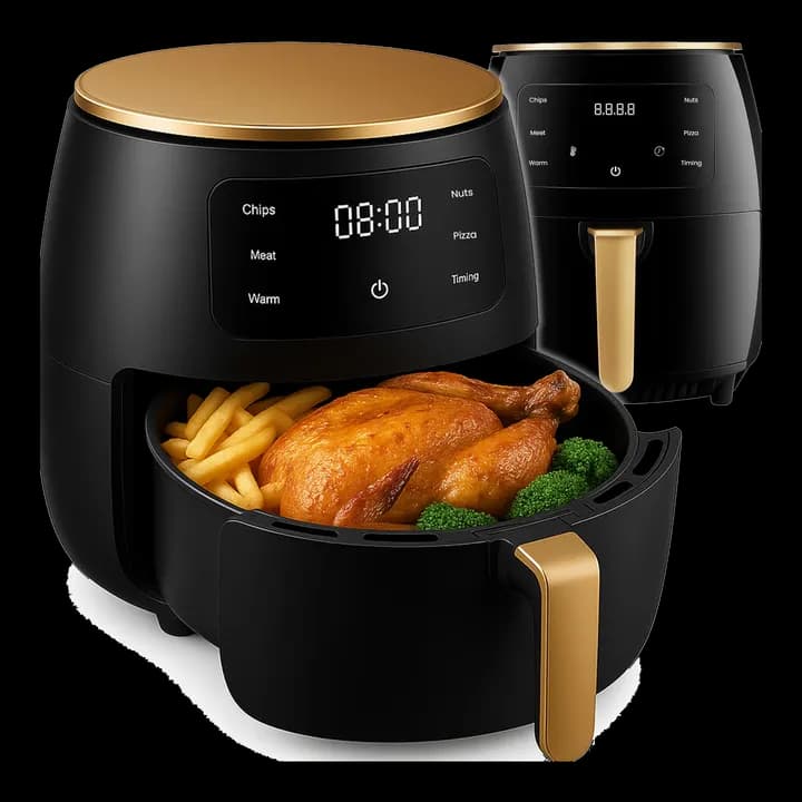 Retoo HeiĂźluftfritteuse XXL 6L Airfryer mit 2400W Leistung, LED-Touchscreen, 6-in-1 Funktionen, HeiĂźluft-Zirkulationssystem, energiesparend, leise, Antihaftbeschichtung, ideal fĂĽr Familie und Pommes