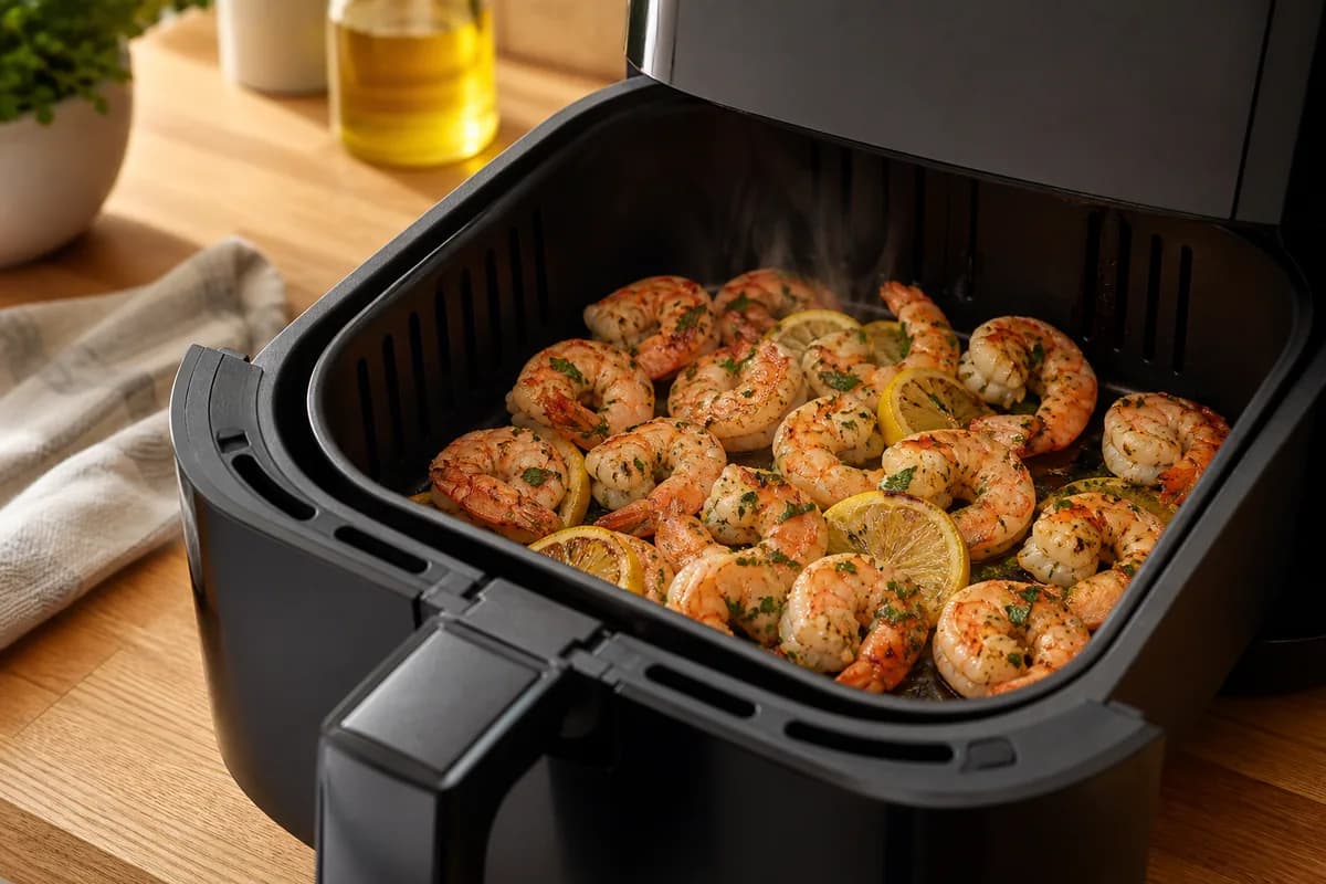 Knoblauch-Garnelen im Airfryer-Korb